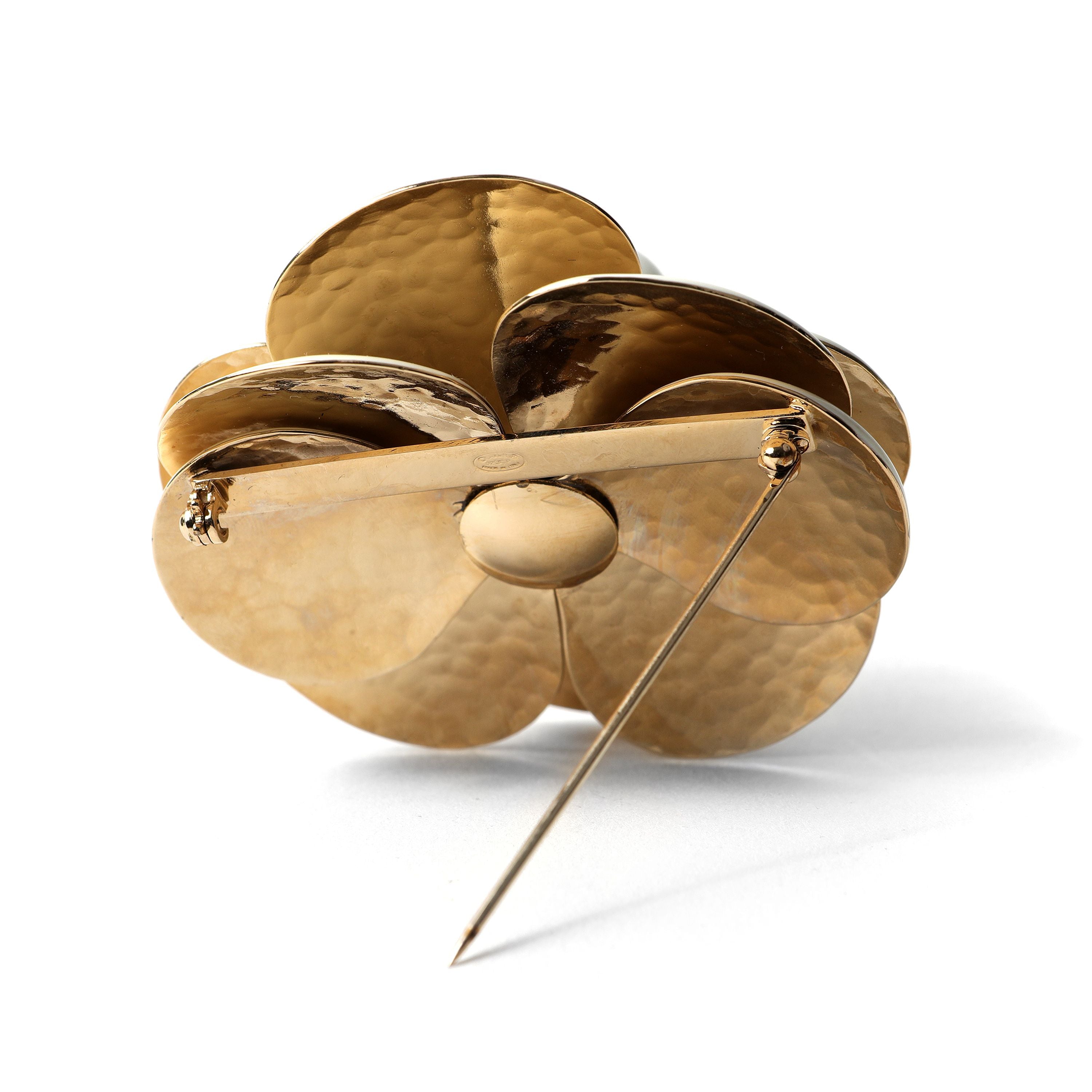 Chanel White Enamel Camellia Brooch