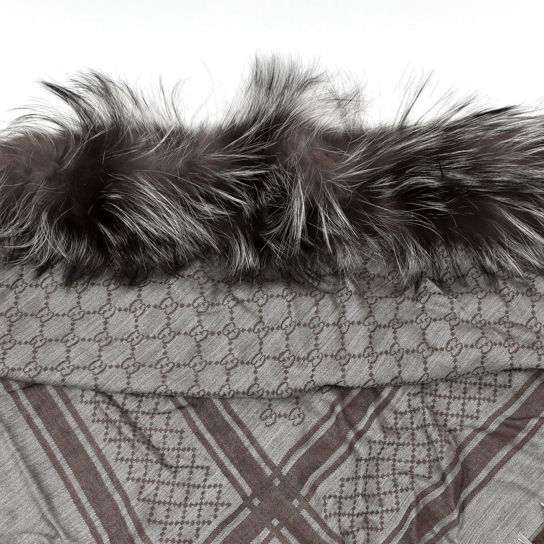 Gucci Limited Release Grey Fox Fur Trim Shawl/ Scarf – Only Authentics