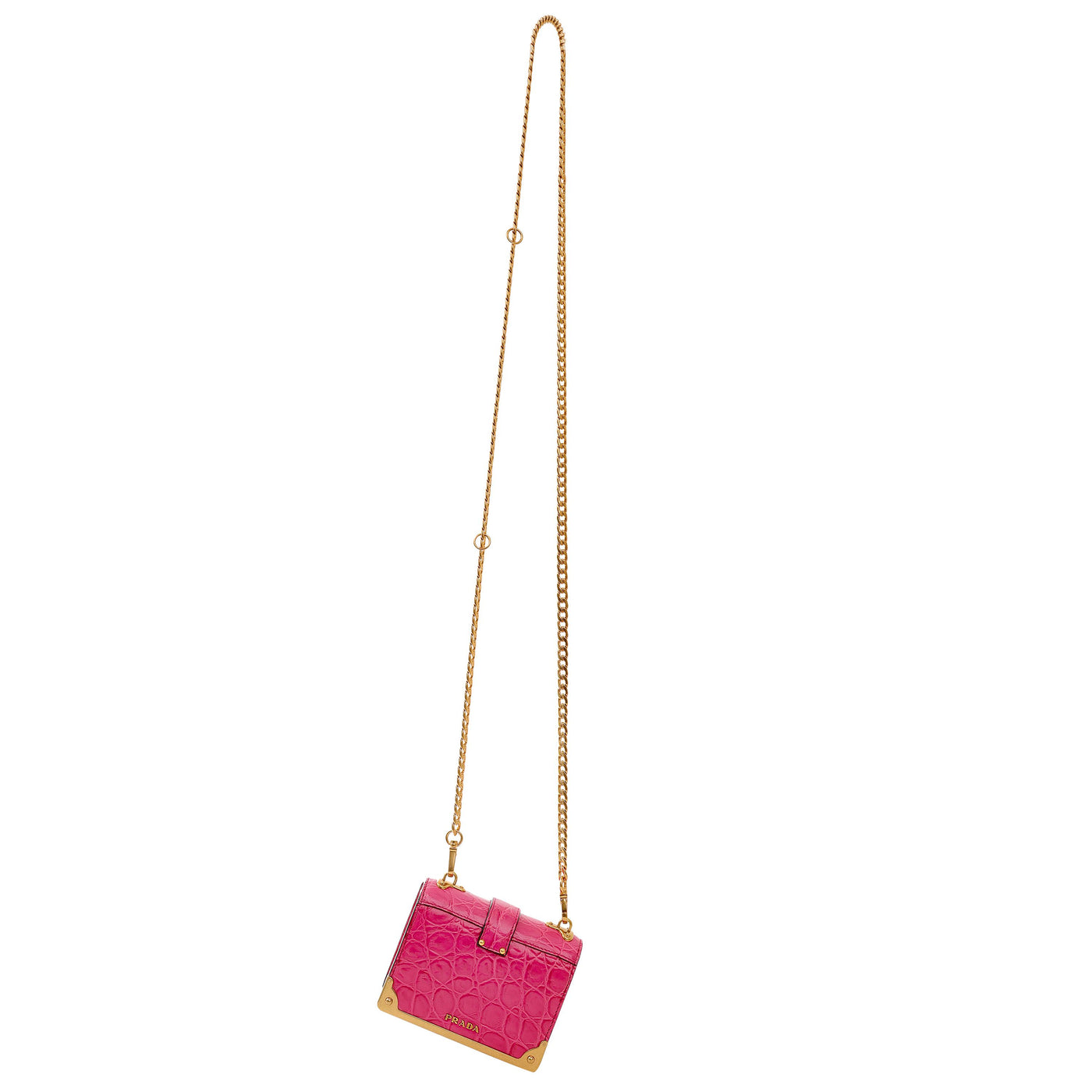 Prada Pink Crocodile Micro Cahier Bag with Gold Hardware