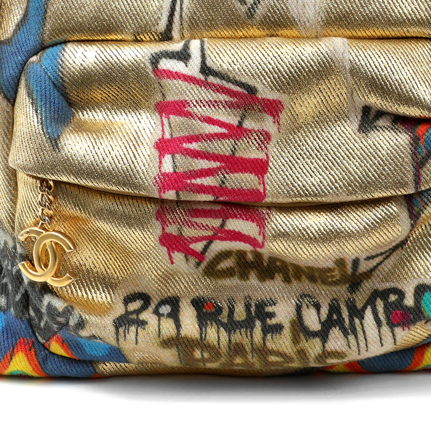 Chanel Gold Graffiti Street Spirit Backpack
