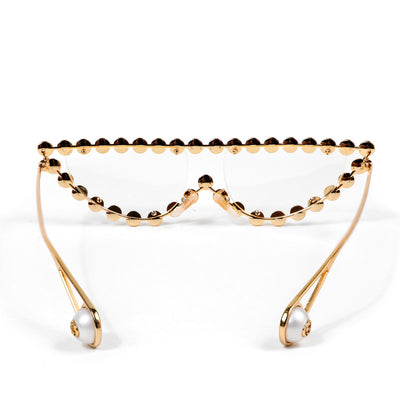 Gucci Pearl Studded Clear Runway Sunglasses w/ Gold Hardware