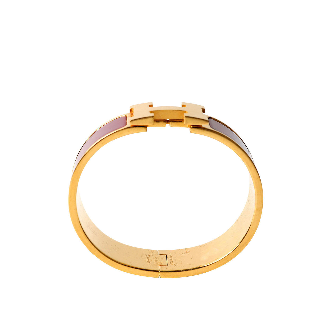 Hermès Burgundy Wide Clic H Bracelet Cuff w/ Gold Hardware