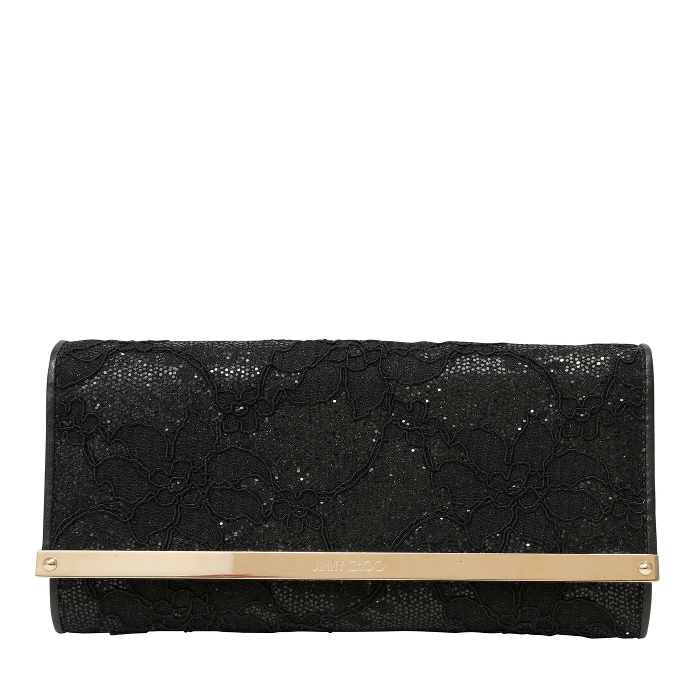 Jimmy Choo Black Lace Evening Crossbody with Silver Hardware