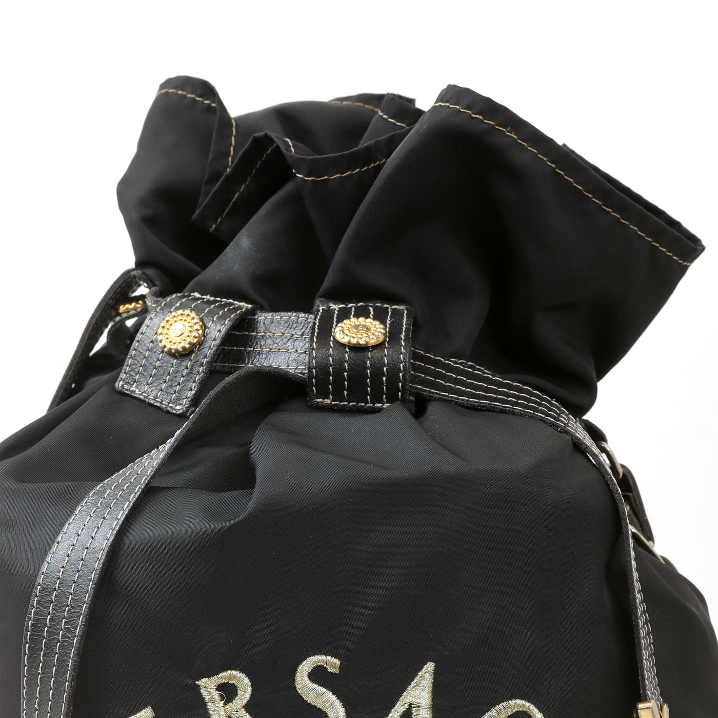 Versace Black Nylon Sling Bag w/ Gold Logo