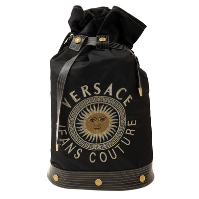 Versace Black Nylon Sling Bag w/ Gold Logo