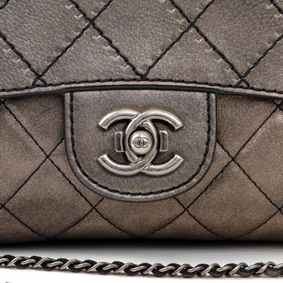 Chanel Small Metallic Copper Lambskin Crossbody Flap Bag w/ Silver Hardware