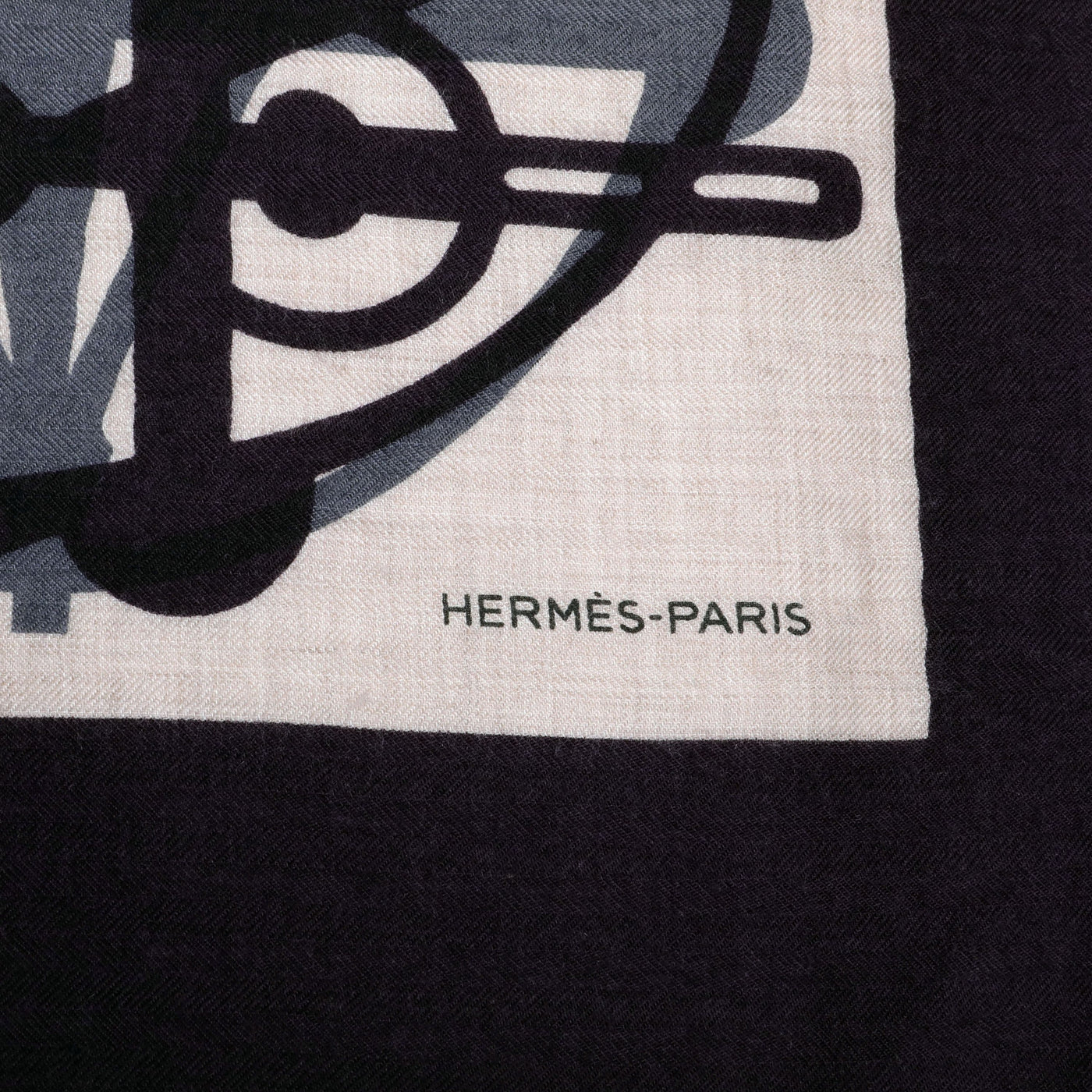 Hermes Navy/Purple/Gray Motiff Cashmere Scarf