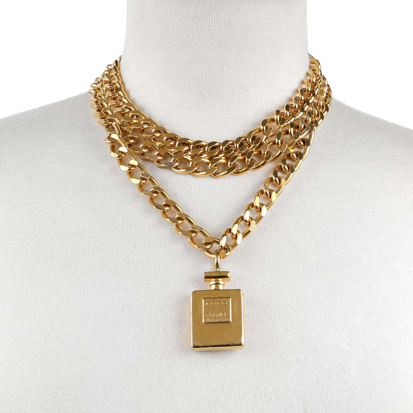 Chanel Vintage Gold Perfume Bottle Choker Necklace