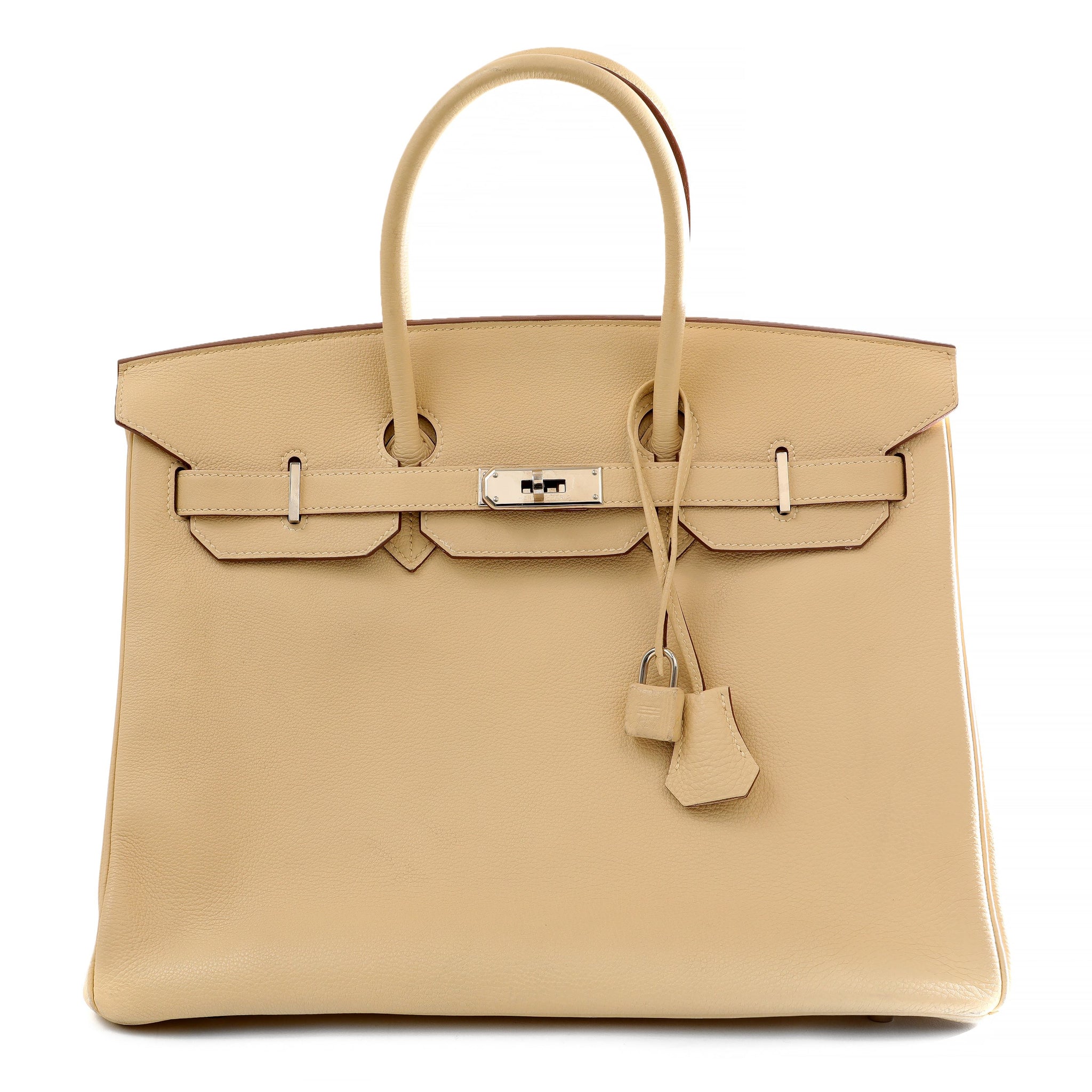 Hermes 35cm Nata Togo Birkin w/ Palladium Hardware