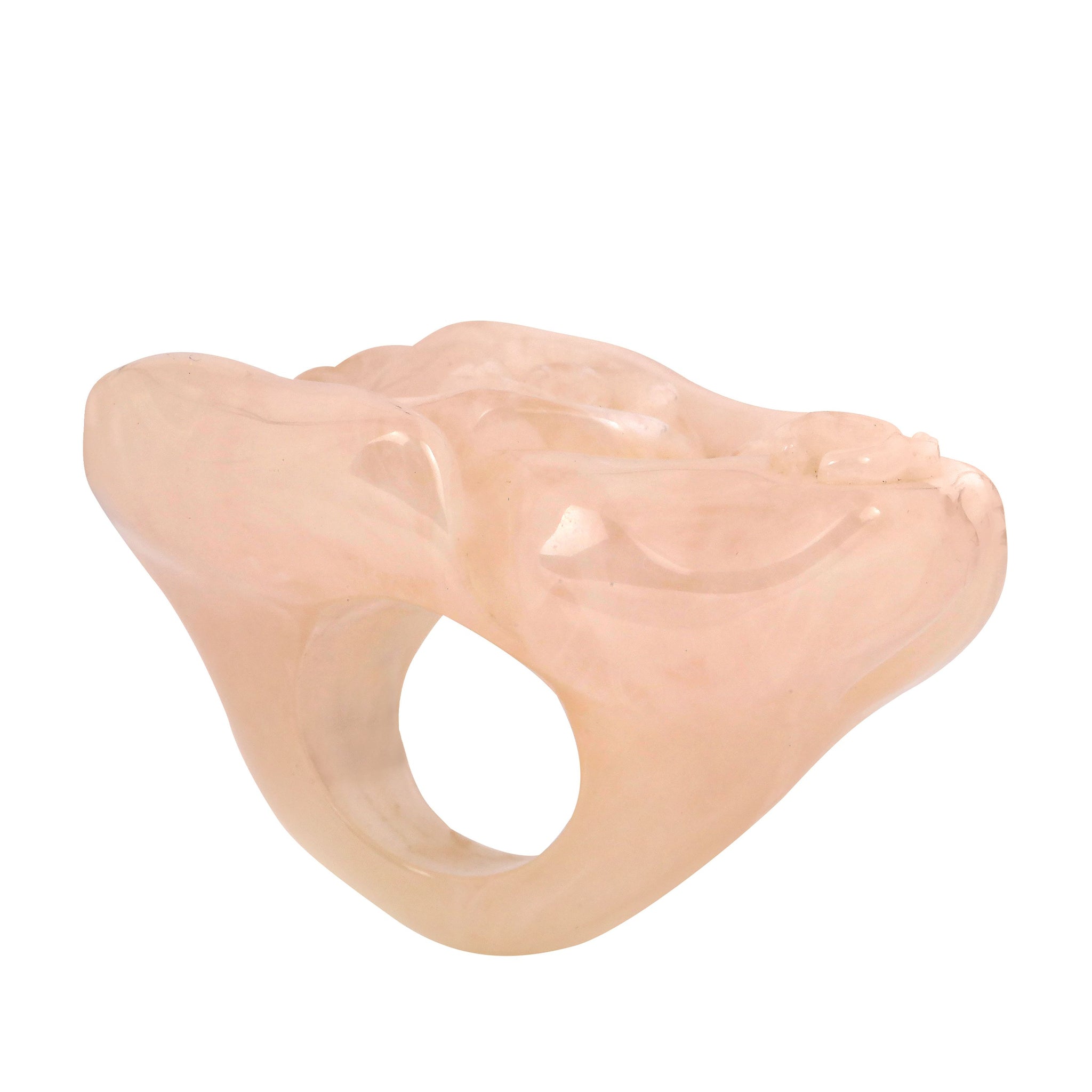 Chanel Rose Quartz Lucite Camellia Ring (Sz 6)