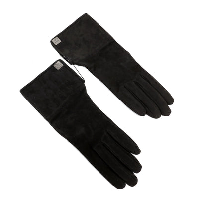 Chanel Black Suede Gloves w/ Tweed Lining