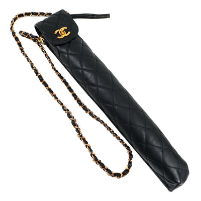 Chanel Black Umbrella w/ Quilted Holder