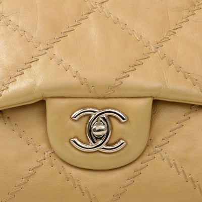 Chanel Champagne Gold East West Ultra Stitch Flap Bag with Silver Hardware