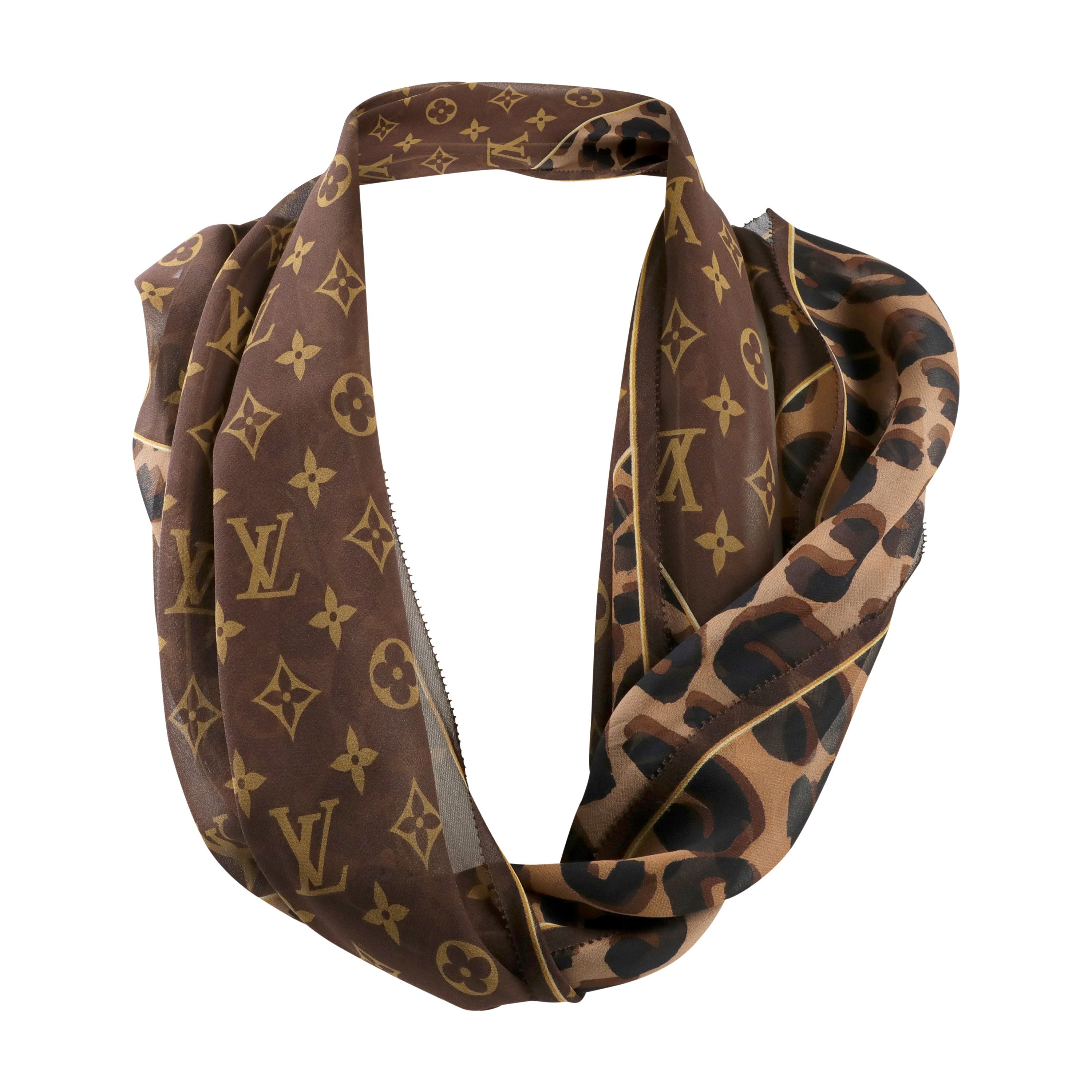 LOUIS VUITTON チェック柄スカーフ　シルク v3_643f83c3-19d2-4867-b558-