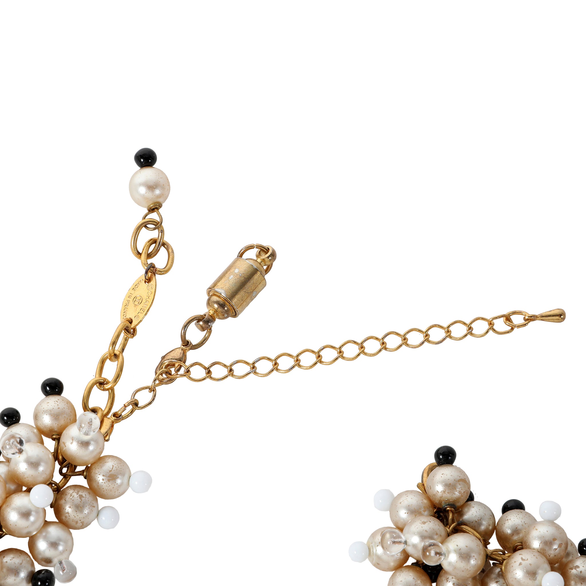 Chanel Statement Multi-Strand Collar Necklace Glass Pearls Black Bead