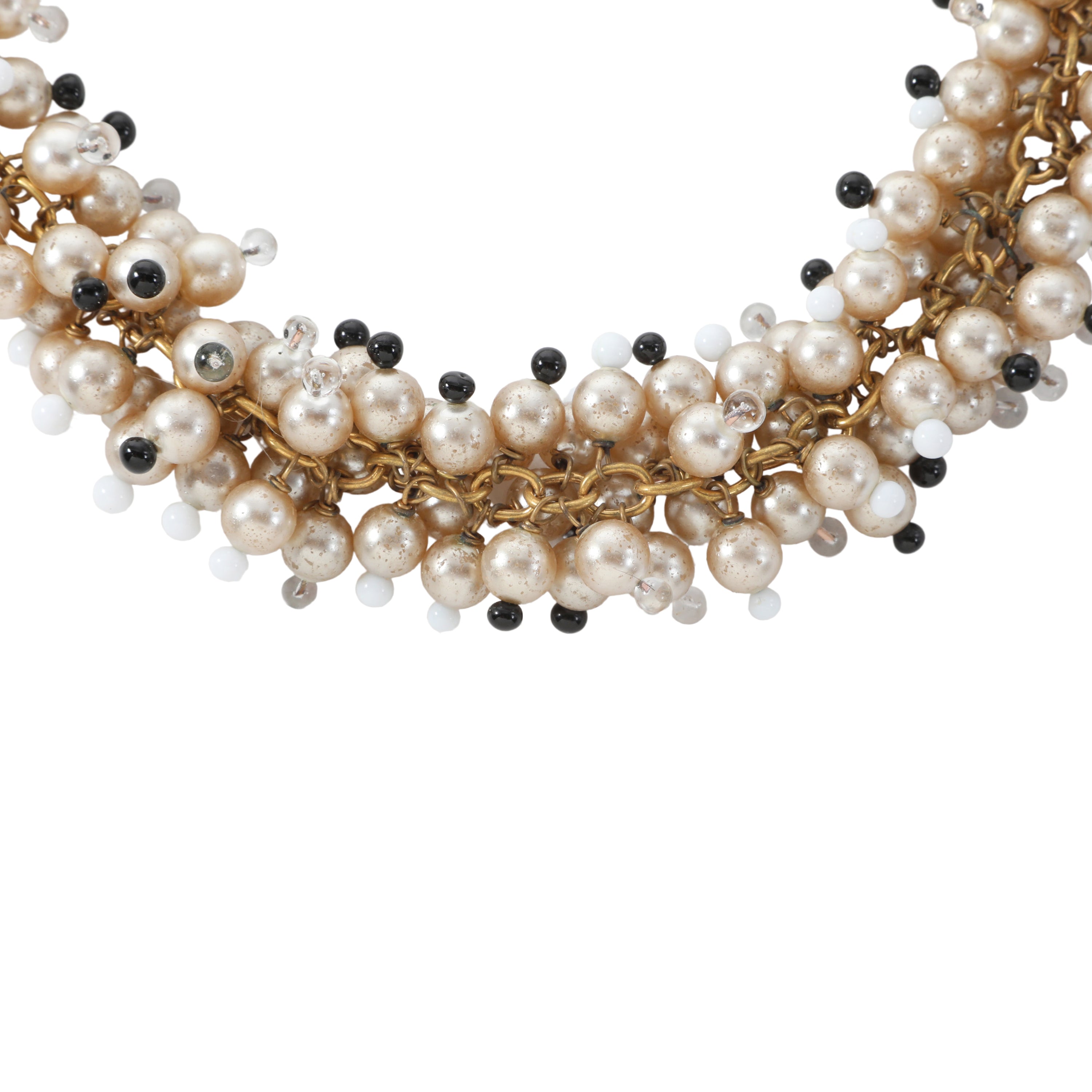 Chanel Statement Multi-Strand Collar Necklace Glass Pearls Black Bead