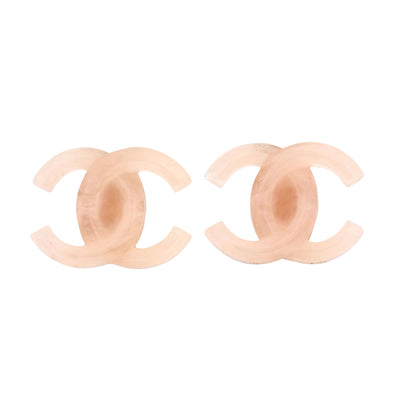 Chanel Rose Quartz Lucite CC Earrings