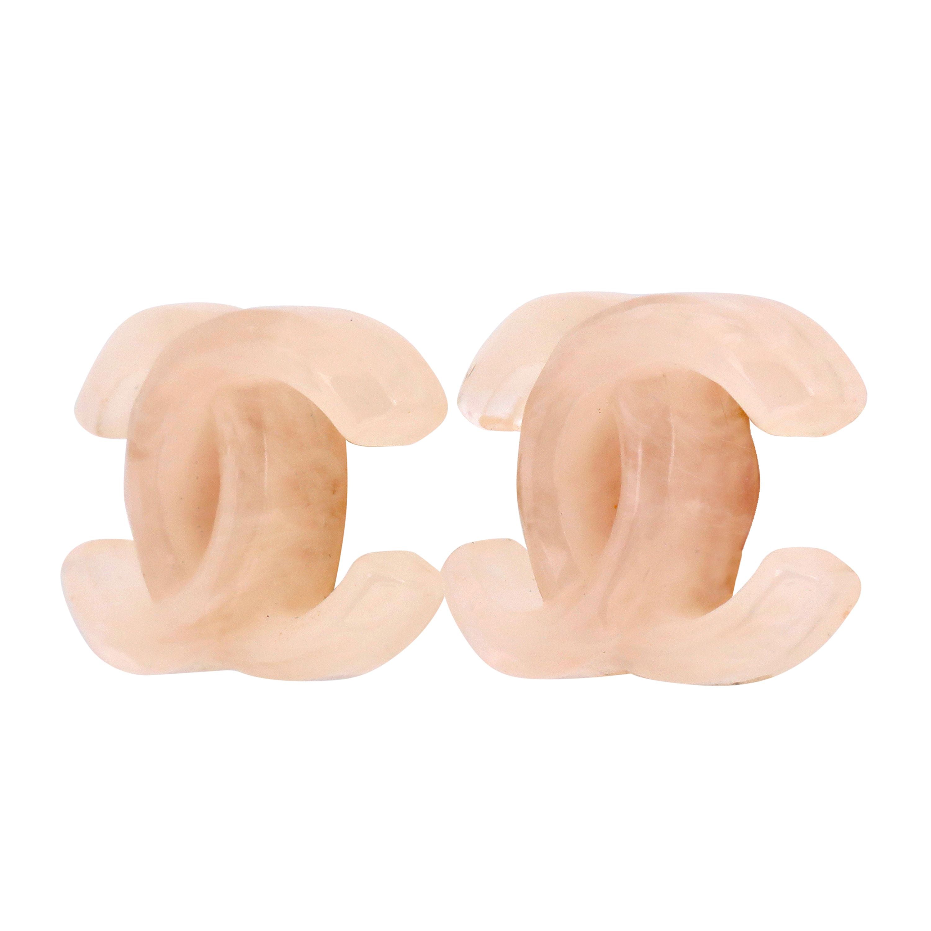 Chanel Rose Quartz Lucite CC Earrings
