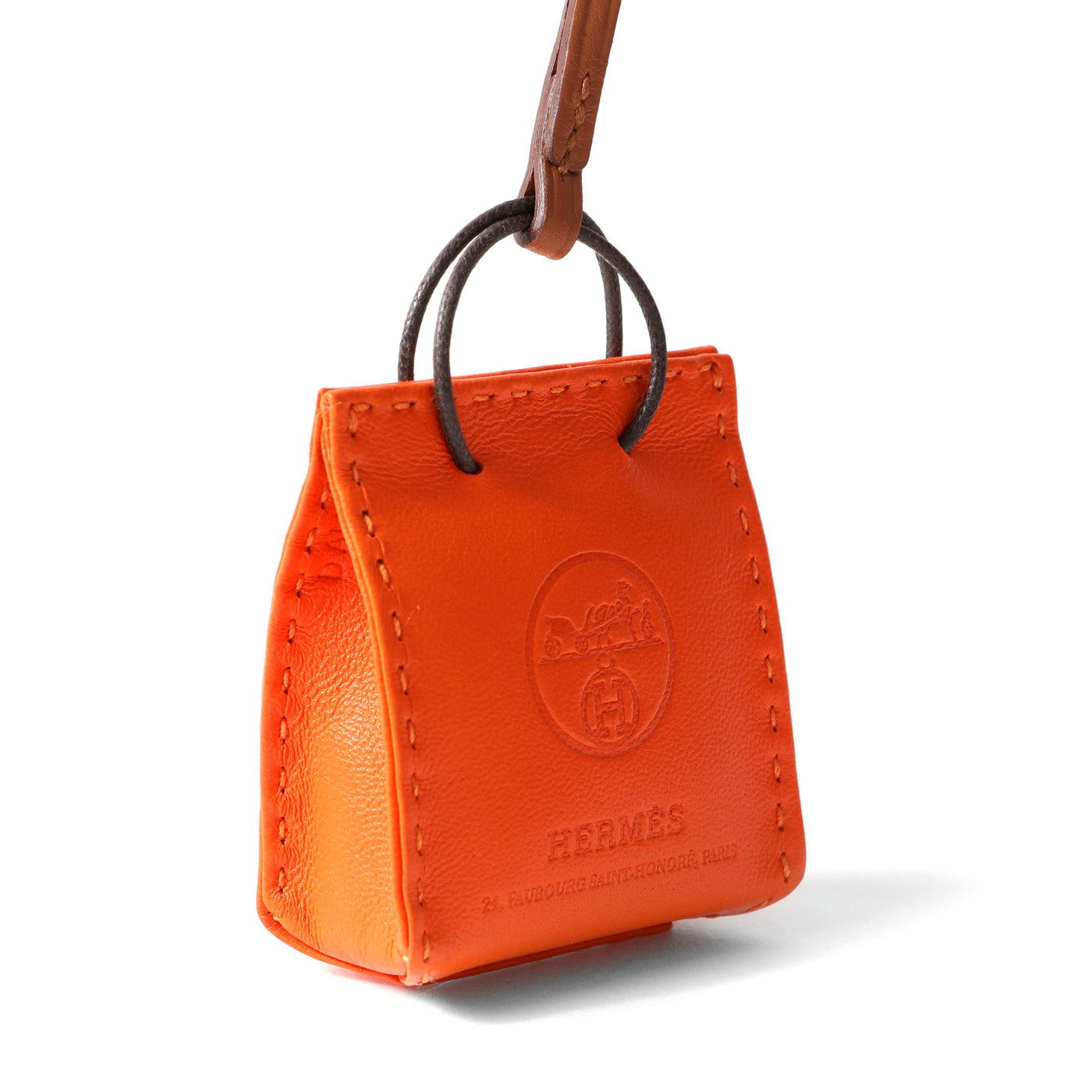 Hermès Orange Shopping Bag Charm 2