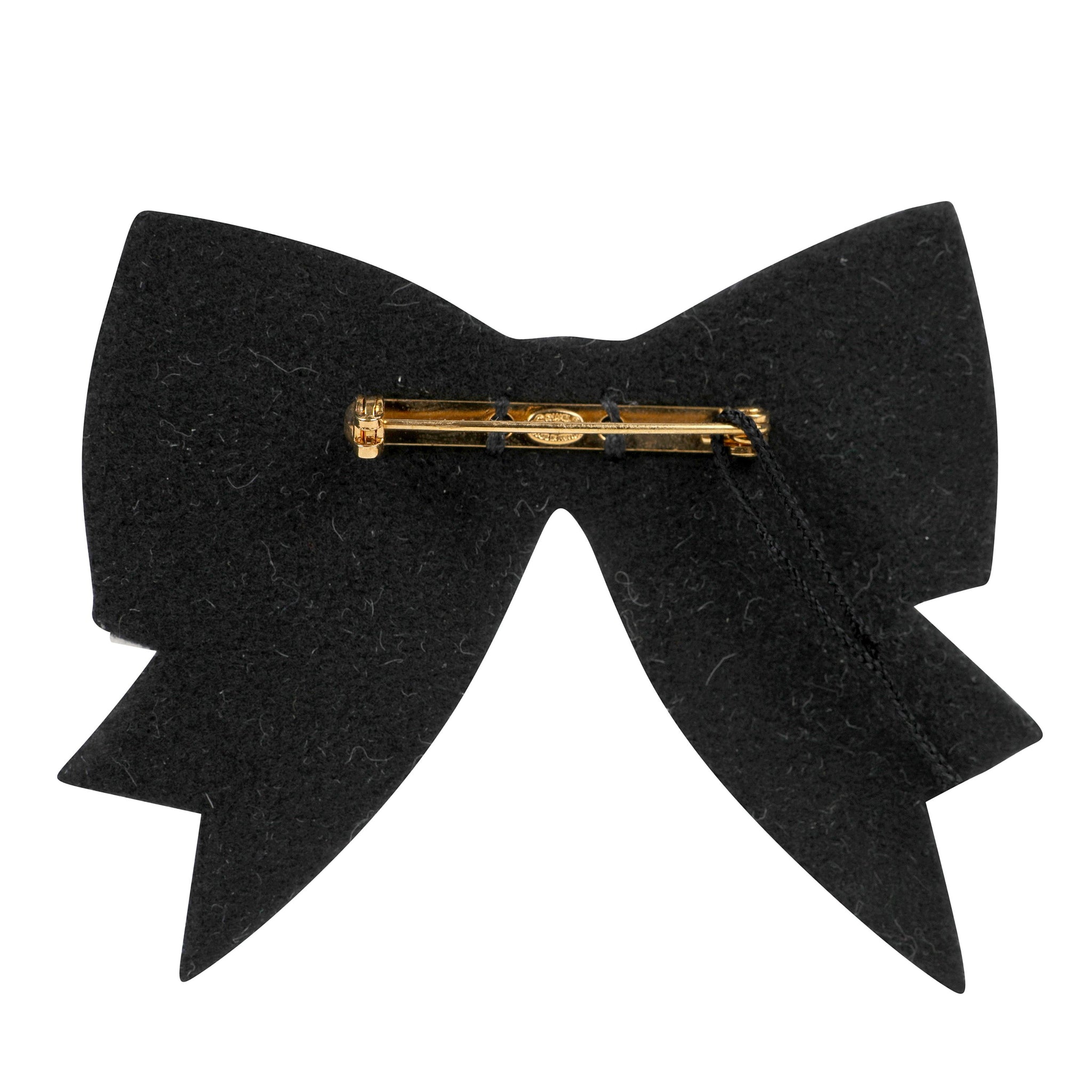 Chanel Black/White Felt Bow Brooch