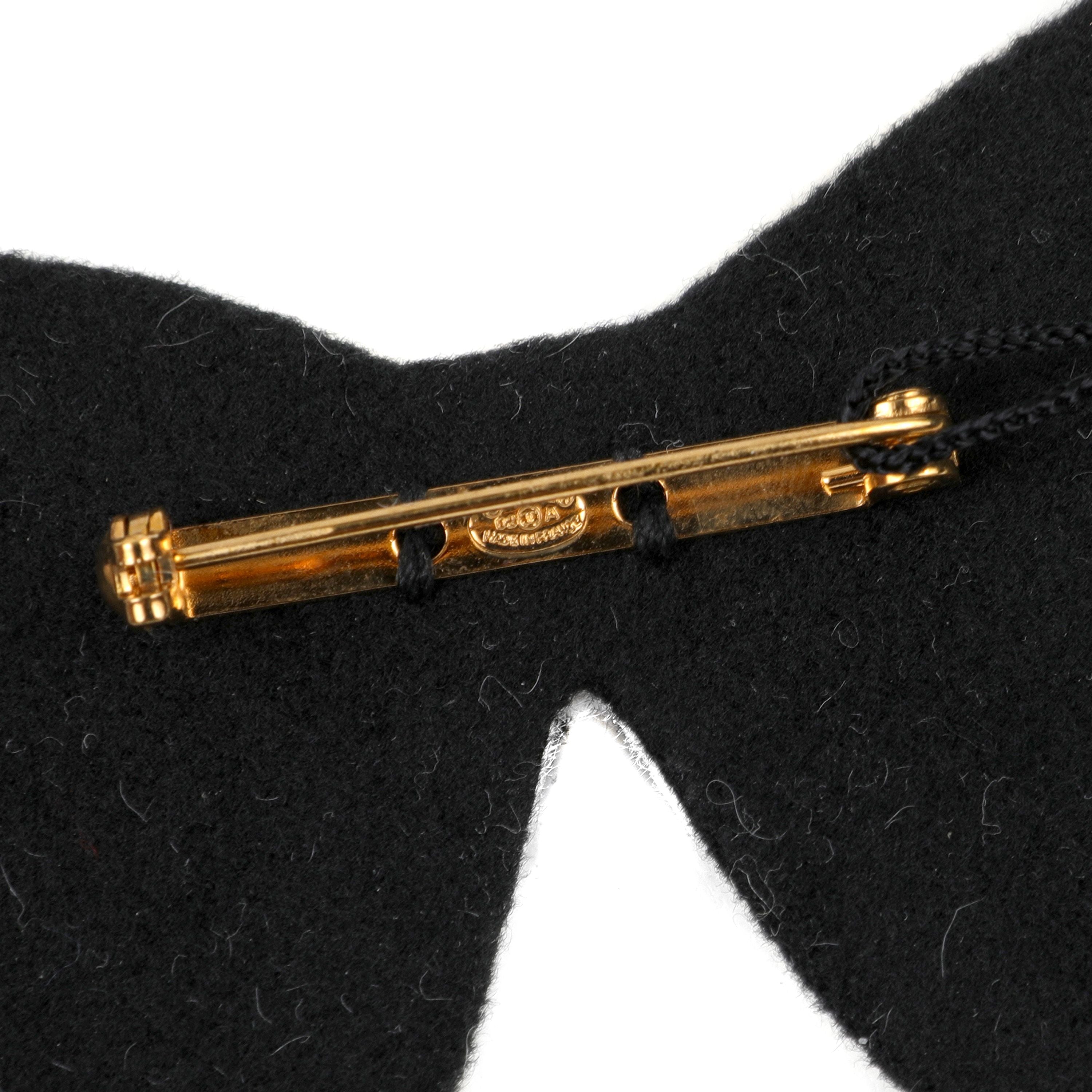 Chanel Black/White Felt Bow Brooch