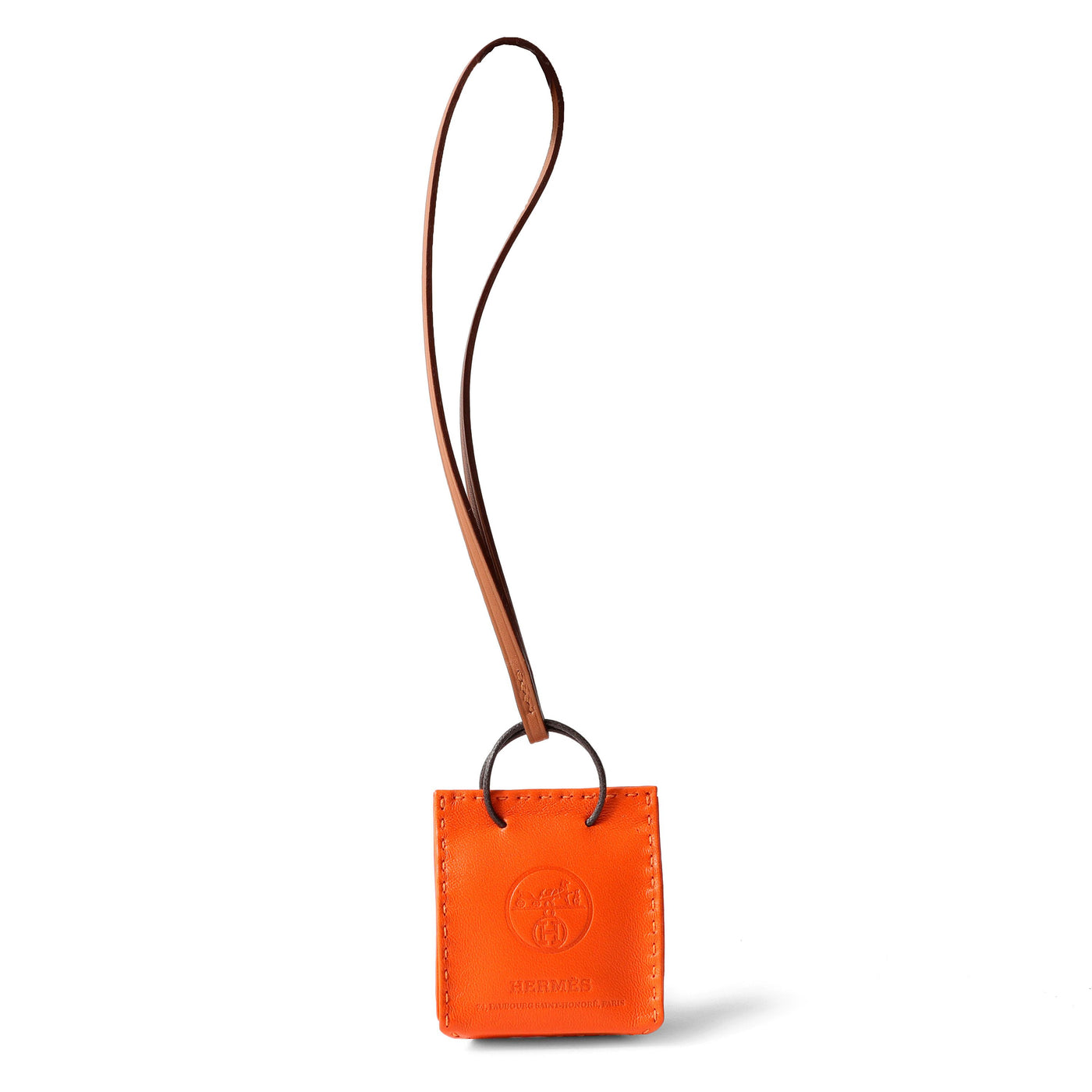 Hermès Orange Shopping Bag Charm 2