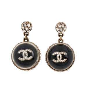 Chanel Black & Clear Lucite Dangle CC Balls w/ Silver Hardware