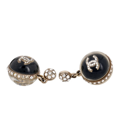 Chanel Black & Clear Lucite Dangle CC Balls w/ Silver Hardware