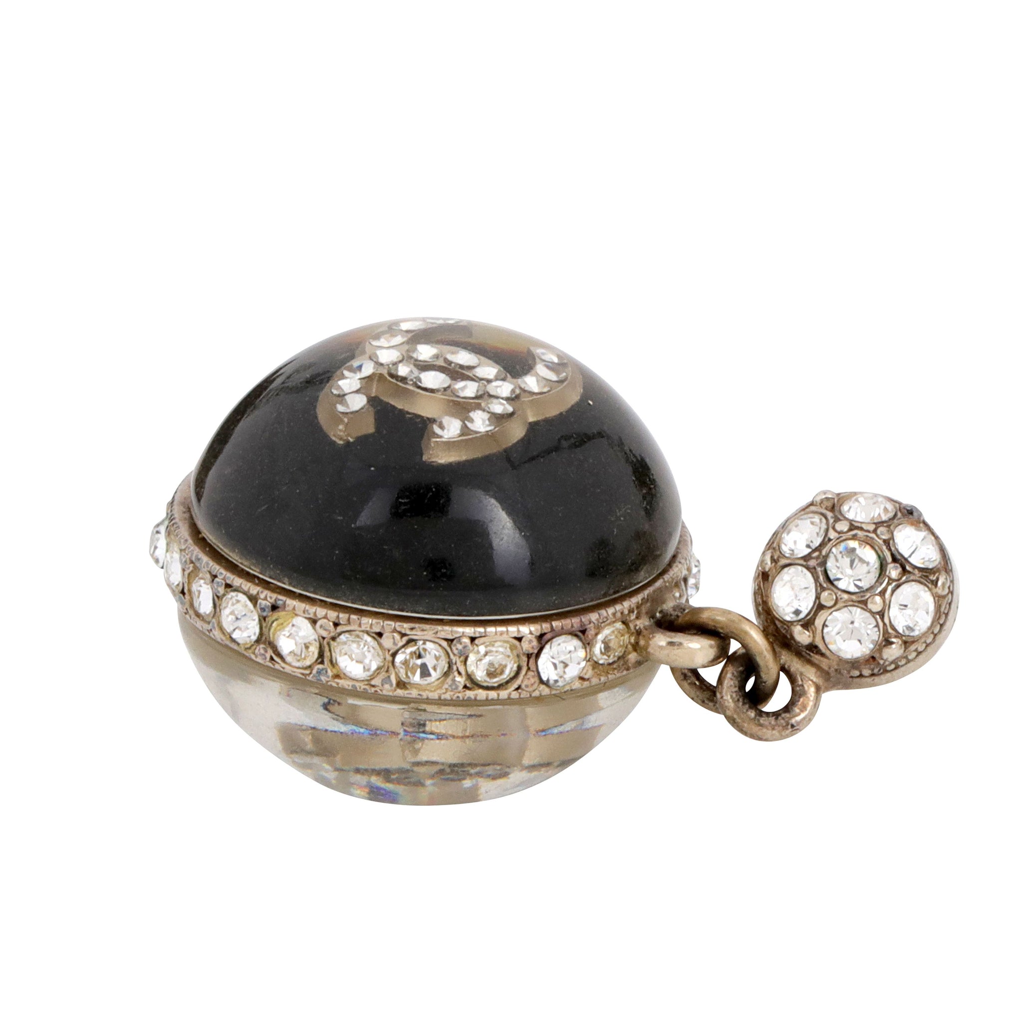 Chanel Black & Clear Lucite Dangle CC Balls w/ Silver Hardware