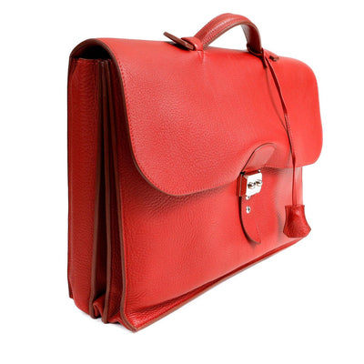Hermès Red Togo Leather Briefcase - Only Authentics
