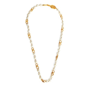 Chanel Pearl and Gold Link Necklace - Only Authentics