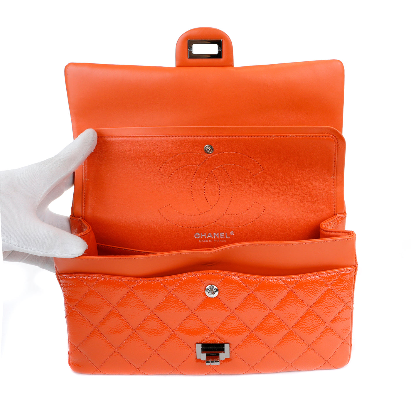 Chanel Tangerine Caviar Reissue Flap Bag with Gun Metal Hardware