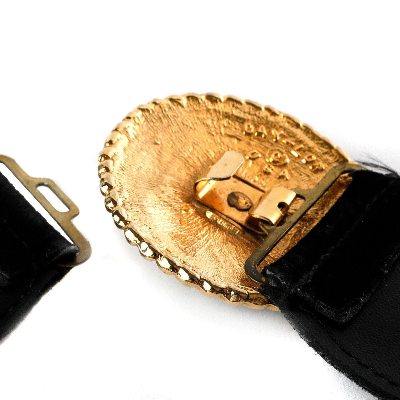 Chanel Inspired Belt or  Black Nubuck Suede & Pearl with Gold Enamel Buckle - Only Authentics