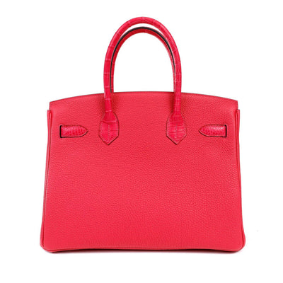 Hermès 30cm Framboise Rose Croc Touch Birkin w/ Palladium Hardware - Only Authentics
