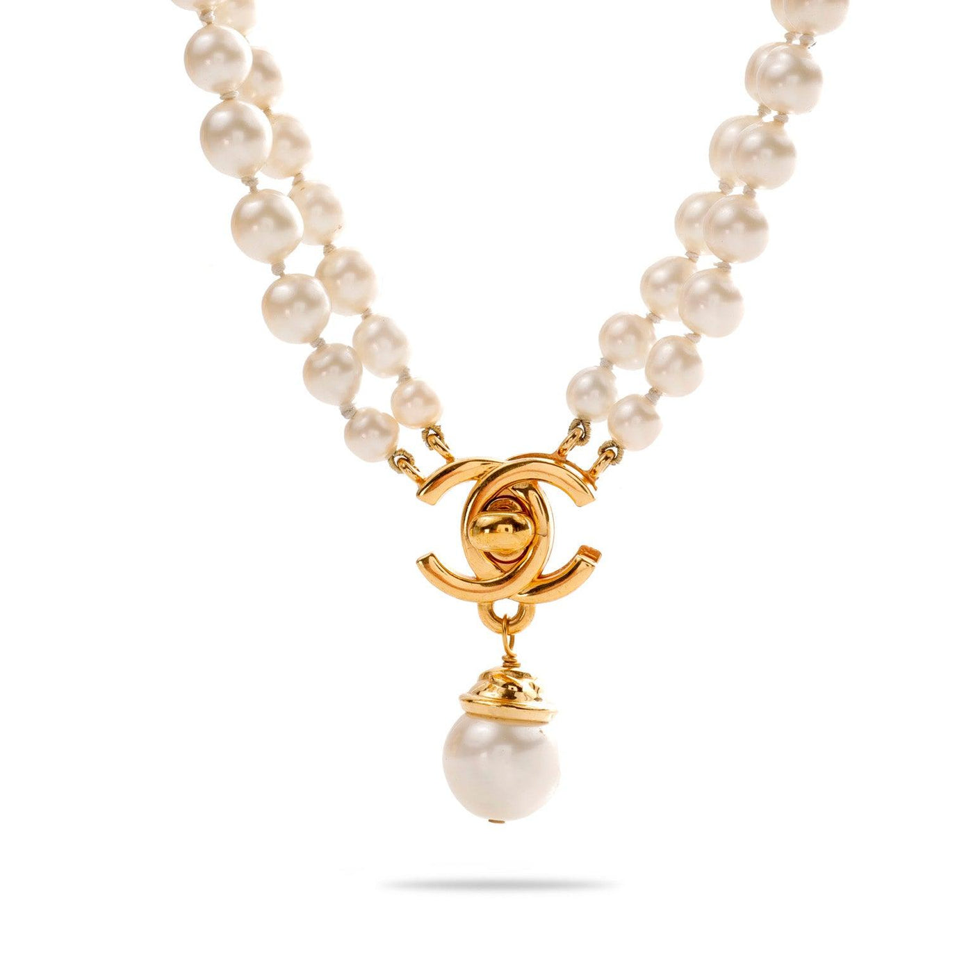 Chanel Pearls 24k Gold Plated w/ CC Lock Necklace - Only Authentics