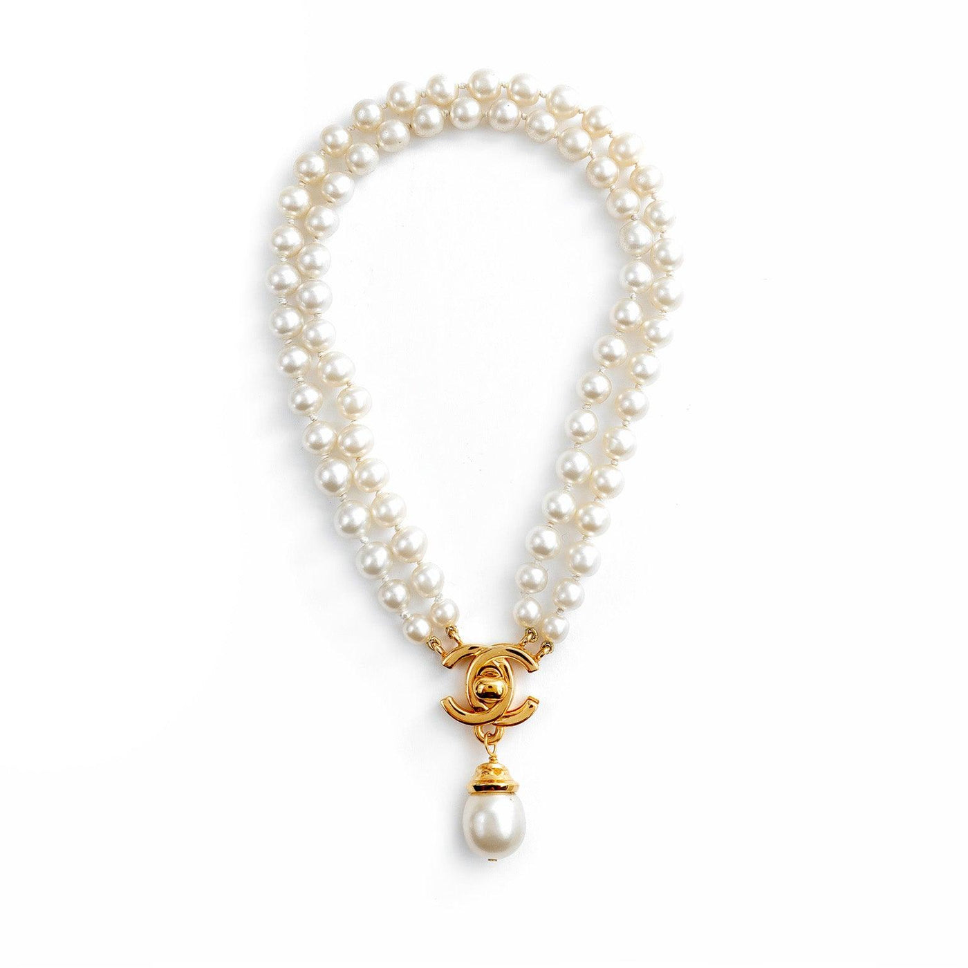 Chanel Pearls 24k Gold Plated w/ CC Lock Necklace - Only Authentics