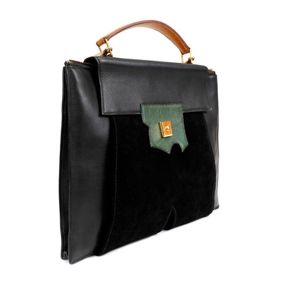 Hermès Black Leather and Lizard Portfolio Case - Only Authentics