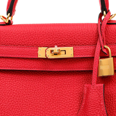 Hermès 25cm Framboise Togo Kelly with Gold Hardware - Only Authentics