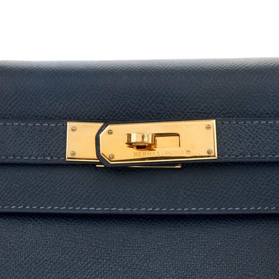 Hermès 28cm Midnight Blue Epsom Kelly Gold Hardware - Only Authentics