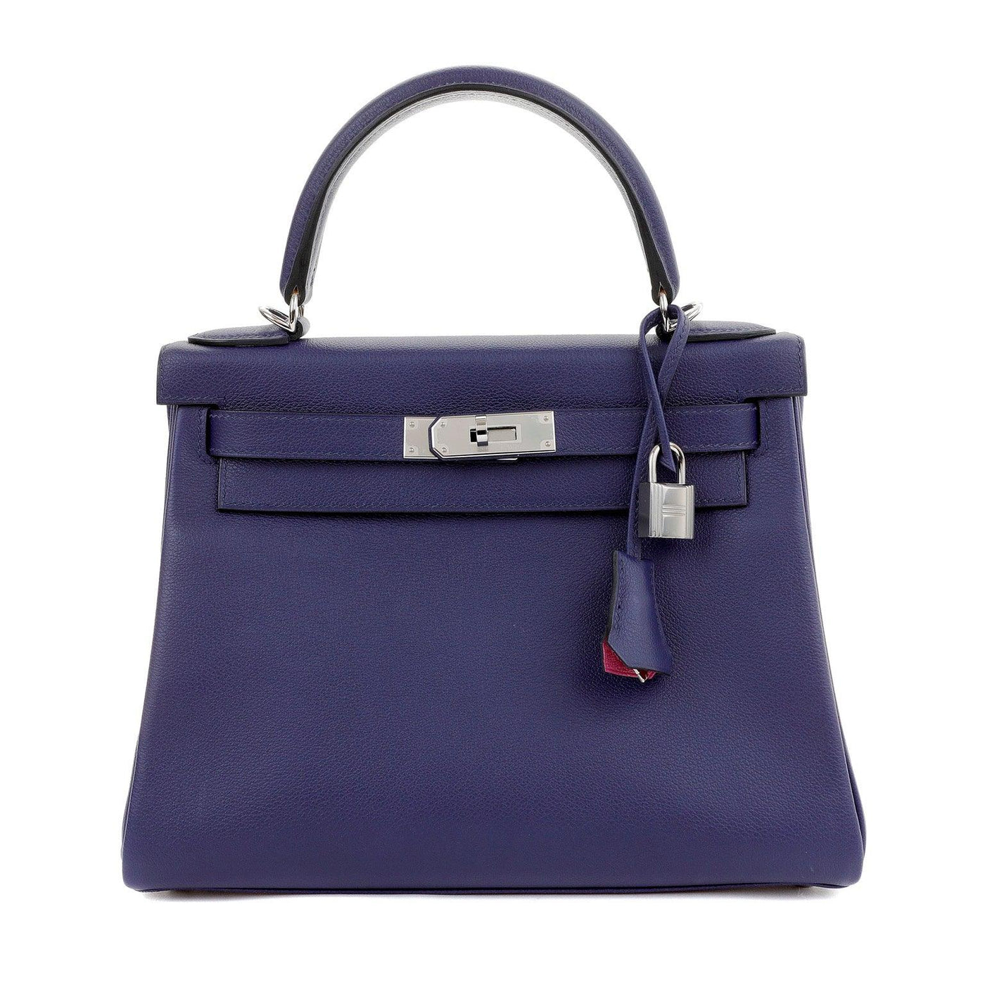 Hermès 28cm Blue Midnight Violet Interior Epsom Kelly Palladium Hardware - Only Authentics