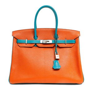 Hermès 35cm Miami Dolphins Horseshoe Chevre Birkin with Permabrass - Only Authentics