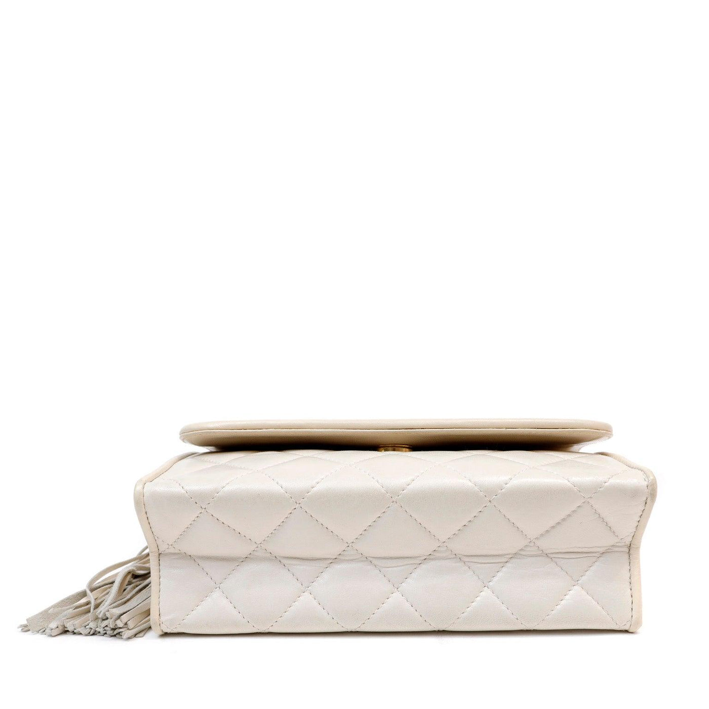 Chanel Ivory Quilted Lambskin Vintage Flap Bag - Only Authentics