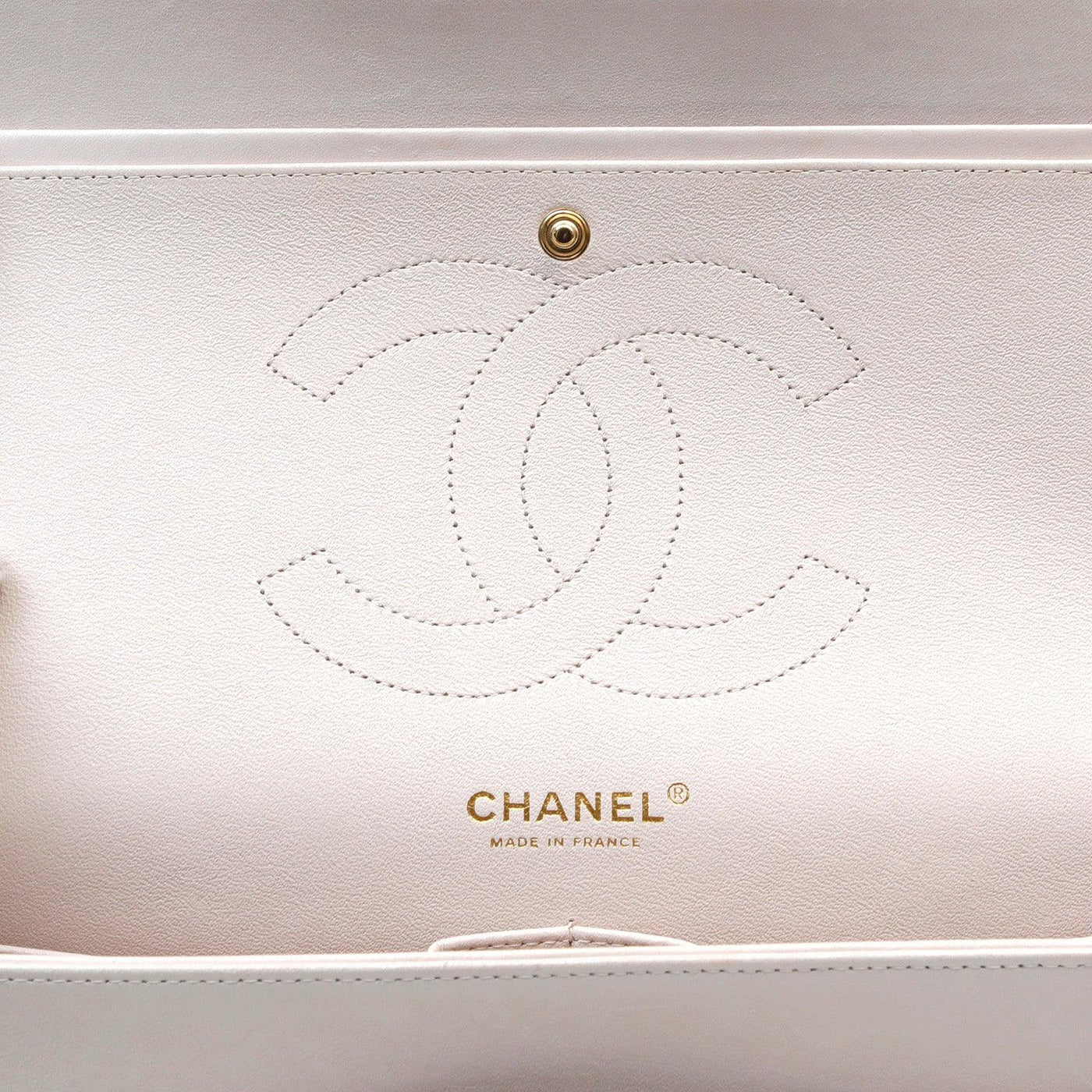 Chanel Light Beige Lambskin Jumbo Classic w/ Rose Gold Hardware - Only Authentics