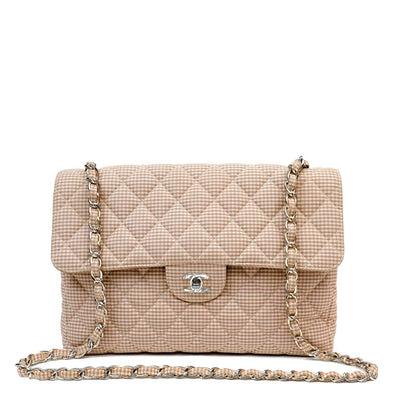 Chanel Gingham Fabric Maxi Flap Bag - Only Authentics
