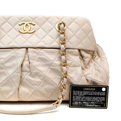 Chanel Beige Quilted Lambskin Day Tote - Only Authentics