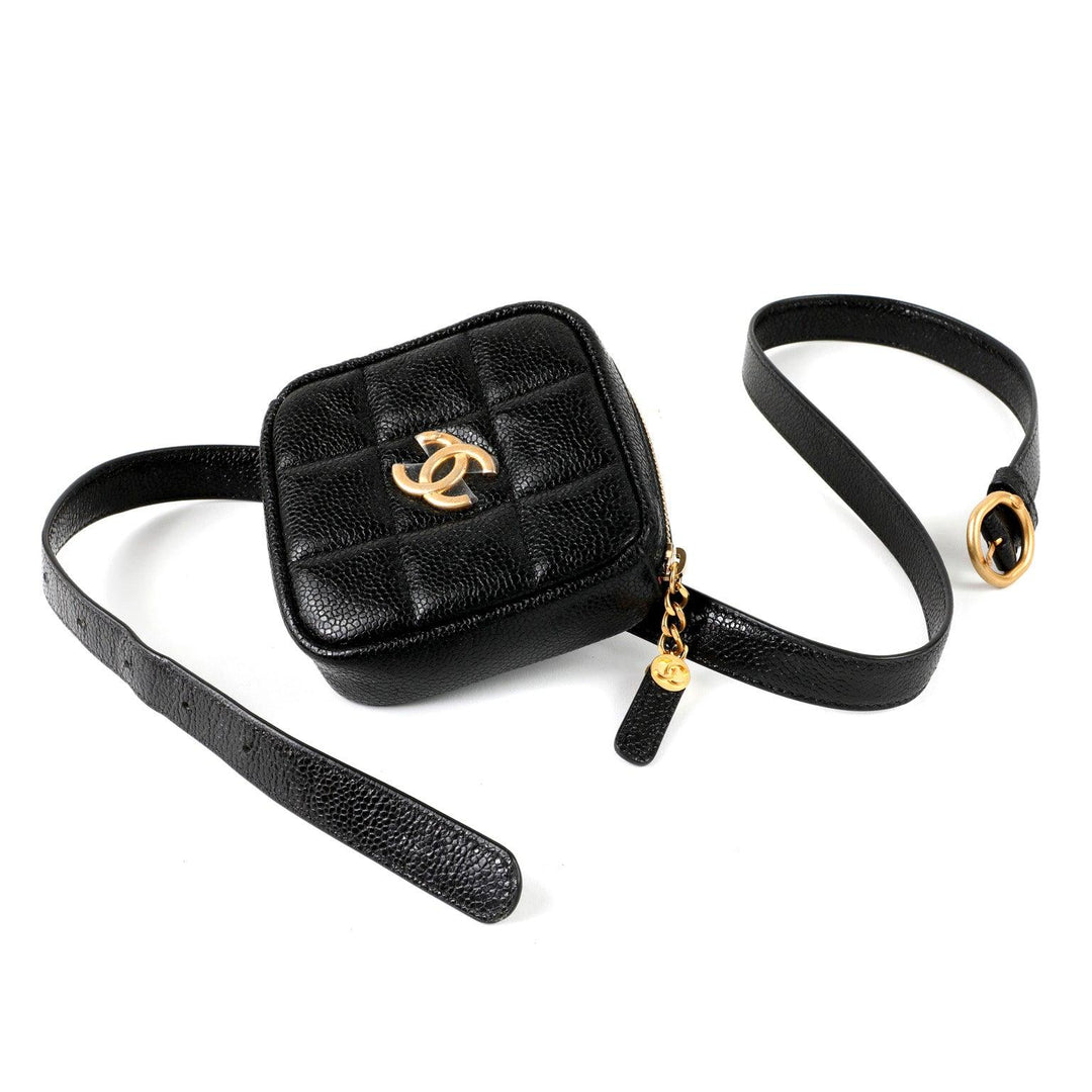 Chanel Black Quilted Glazed Caviar Belt Bag w/ Gold Hardware  display picture 3