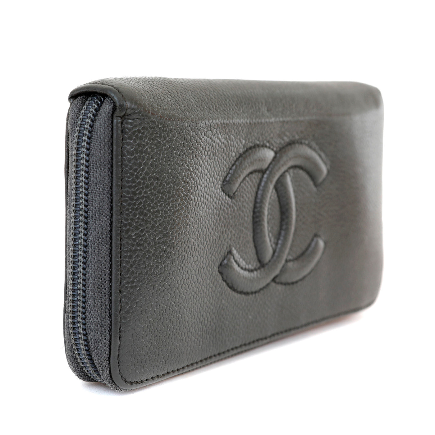 Chanel Gray Caviar wallet w/ CC