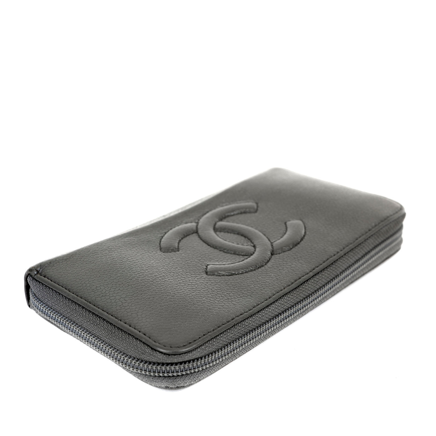 Chanel Gray Caviar wallet w/ CC