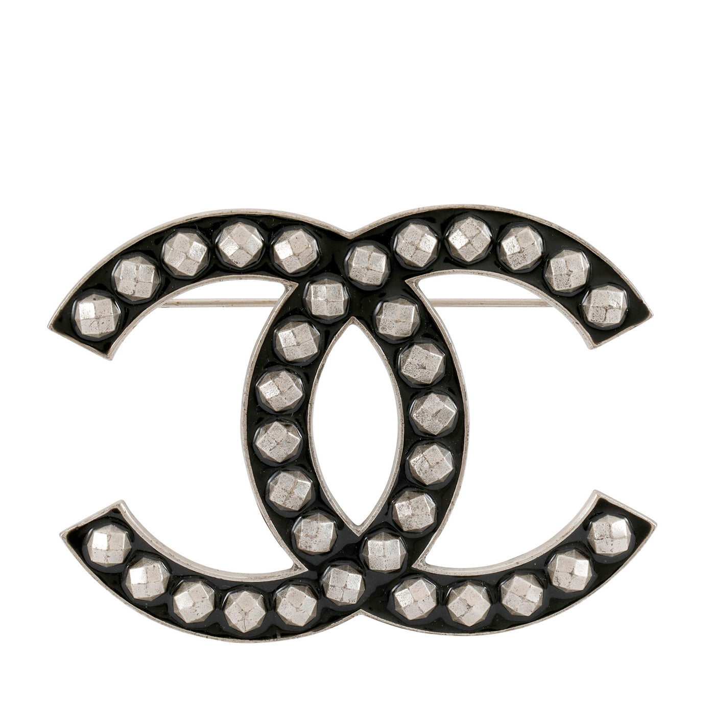 Chanel Black Studded CC Pin 2010