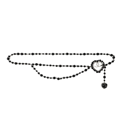 Chanel Black Onyx Heart  Necklace Belt